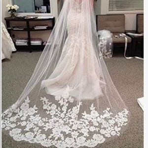 Bridal cathedral length Veil with comb